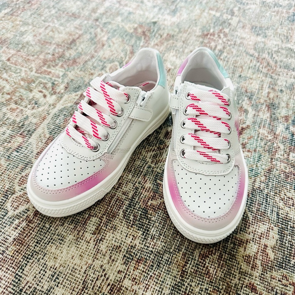 Naturino White Sneakers with Pink and Mint Accents